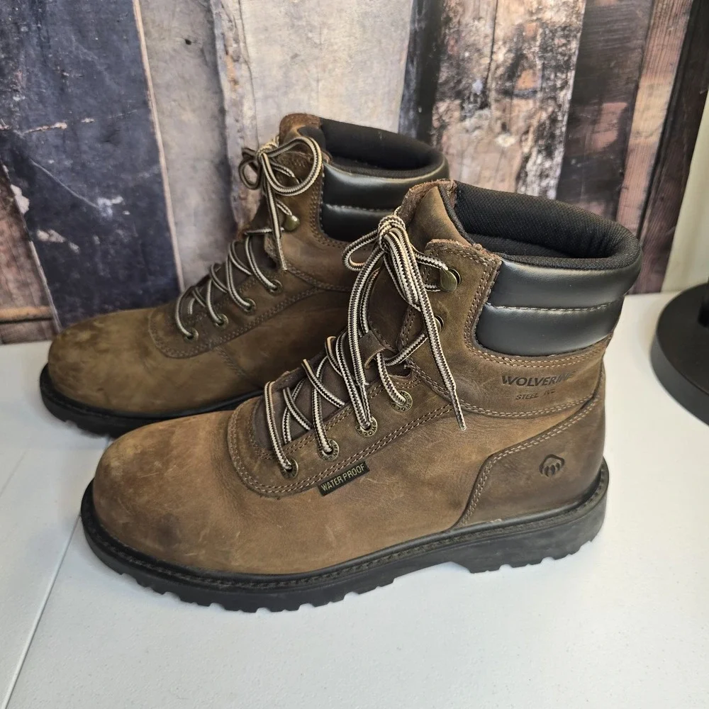Steel Toe Wolverine Mens‎ Work Boots size 10.5 EW Waterproof Oil Slip Resistant